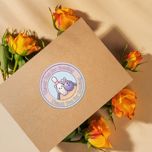 Load image into Gallery viewer, Bowling Theme- Return Gift/birthday decor Thankyou Sticker (6 CM/Sticker/Mixcolour/24Pcs)
