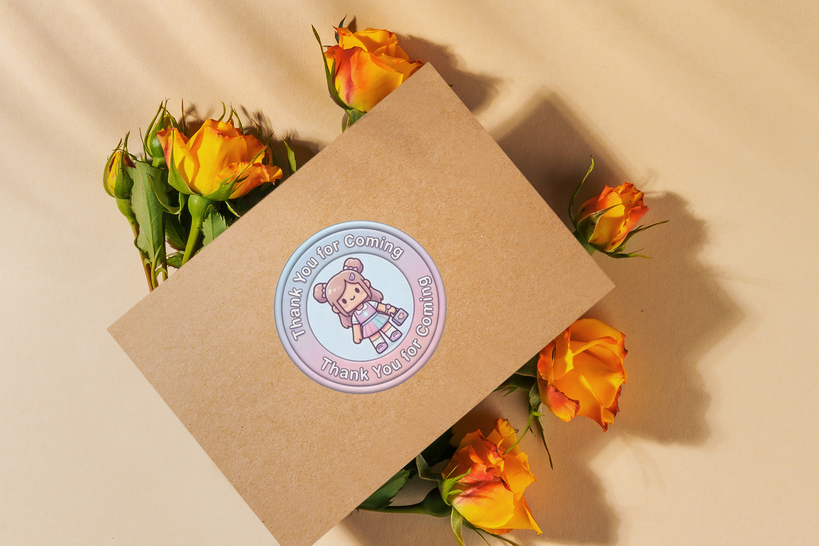 Kawaii Theme- Return Gift/birthday decor Thankyou Sticker (6 CM/Sticker/Mixcolour/24Pcs)