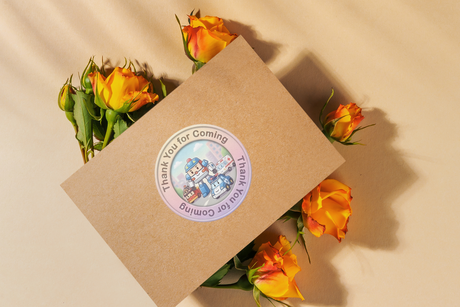 Robocar Poli Theme- Return Gift/birthday decor Thankyou Sticker (6 CM/Sticker/Mixcolour/24Pcs)