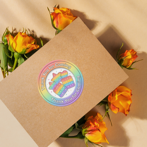 Load image into Gallery viewer, Pop It Theme- Return Gift/birthday decor Thankyou Sticker (6 CM/Sticker/Mixcolour/24Pcs)
