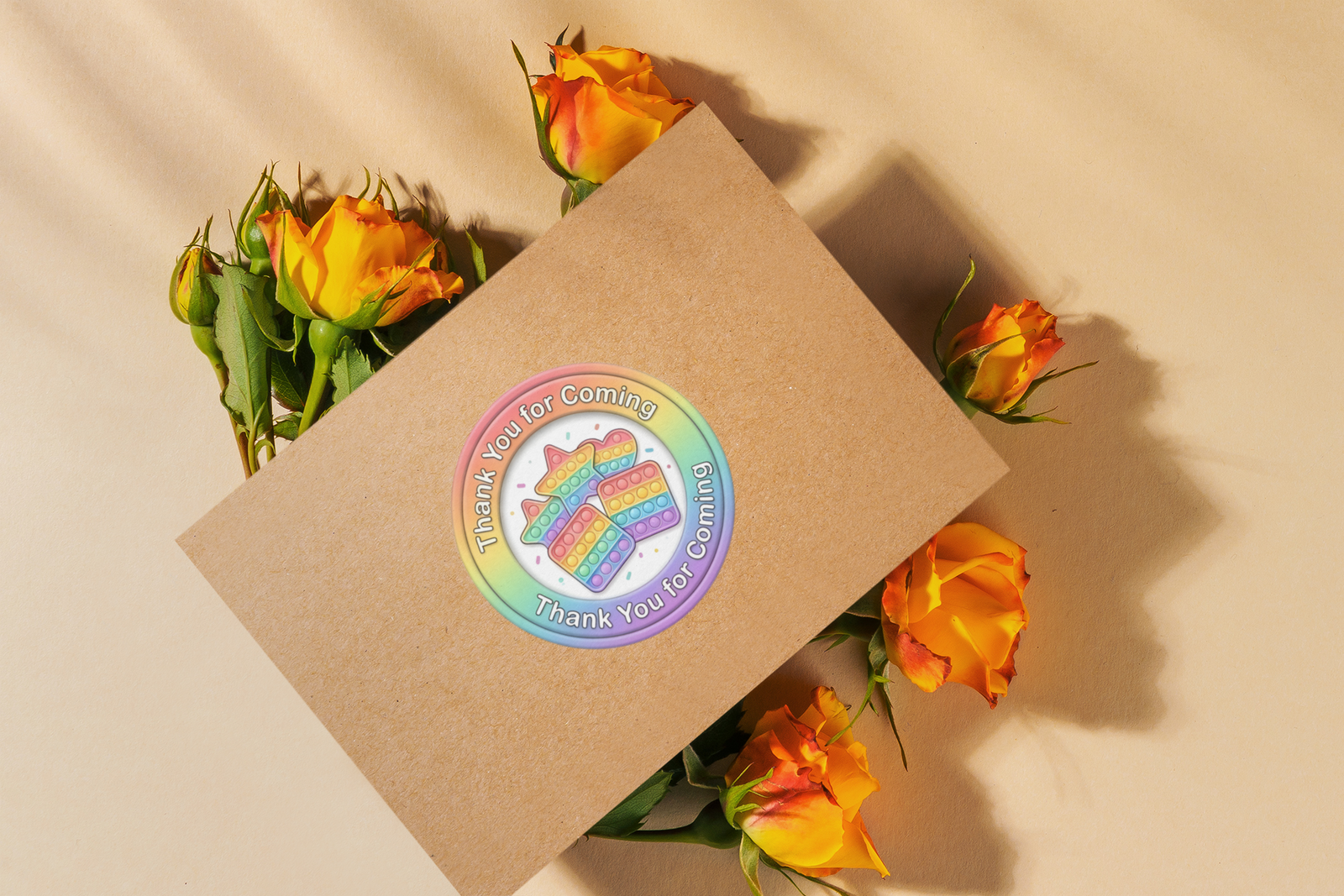 Pop It Theme- Return Gift/birthday decor Thankyou Sticker (6 CM/Sticker/Mixcolour/24Pcs)