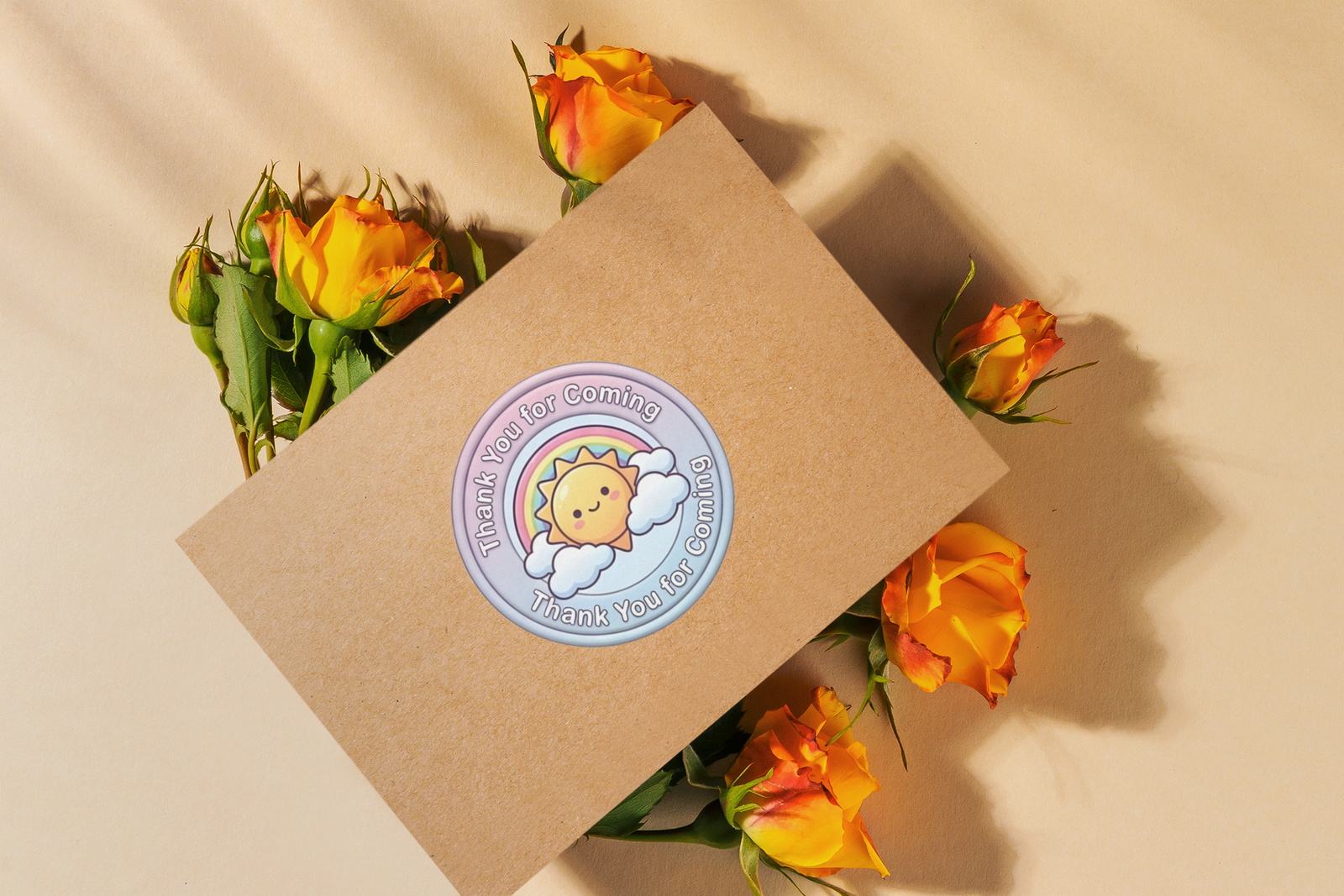 Sun Theme- Return Gift/birthday decor Thankyou Sticker (6 CM/Sticker/Mixcolour/24Pcs)