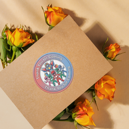 Load image into Gallery viewer, Power Ranger Theme- Return Gift/birthday decor Thankyou Sticker (6 CM/Sticker/Mixcolour/24Pcs)
