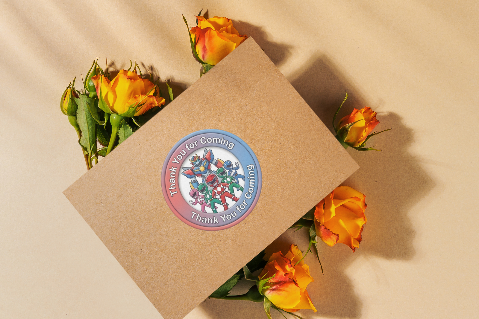 Power Ranger Theme- Return Gift/birthday decor Thankyou Sticker (6 CM/Sticker/Mixcolour/24Pcs)