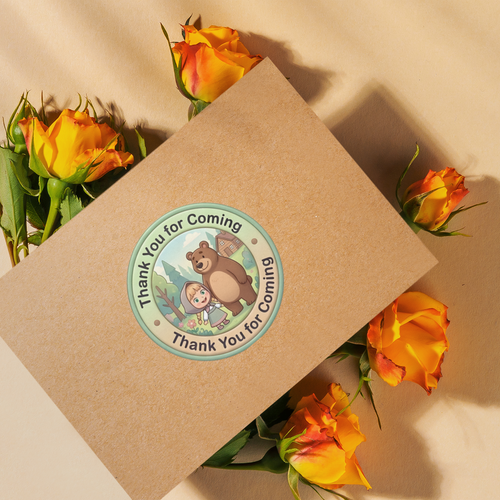Load image into Gallery viewer, Masha And The Bear Theme- Return Gift/birthday decor Thankyou Sticker (6 CM/Sticker/Mixcolour/24Pcs)

