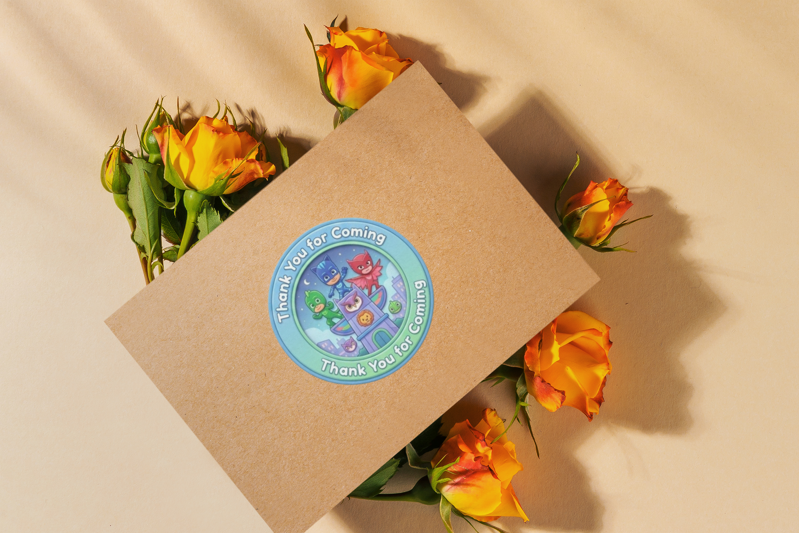 PJ Mask Theme- Return Gift/birthday decor Thankyou Sticker (6 CM/Sticker/Mixcolour/24Pcs)