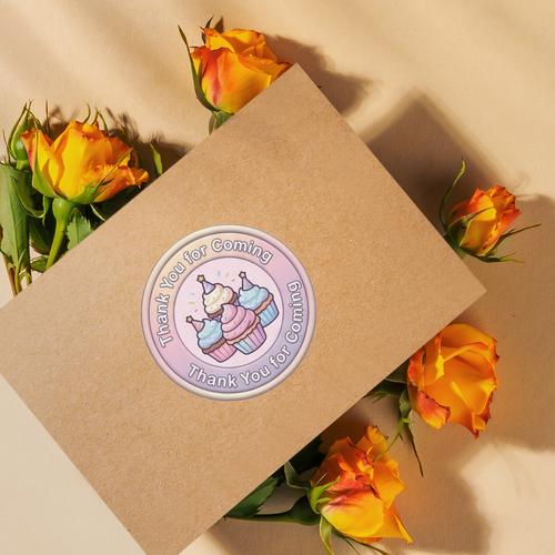 Load image into Gallery viewer, Cupcake Theme- Return Gift/birthday decor Thankyou Sticker (6 CM/Sticker/Mixcolour/24Pcs)
