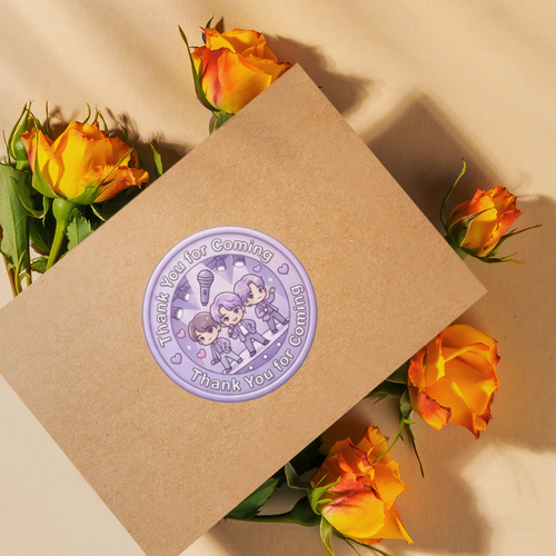 Load image into Gallery viewer, BTS Theme- Return Gift/birthday decor Thankyou Sticker (6 CM/Sticker/Mixcolour/24Pcs)
