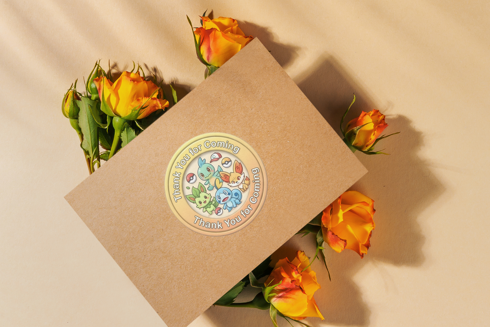 Pokemon Theme- Return Gift/birthday decor Thankyou Sticker (6 CM/Sticker/Mixcolour/24Pcs)