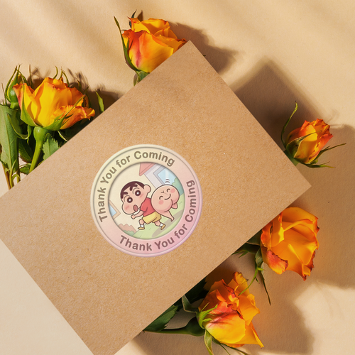 Load image into Gallery viewer, Shinchan Theme- Return Gift/birthday decor Thankyou Sticker (6 CM/Sticker/Mixcolour/24Pcs)

