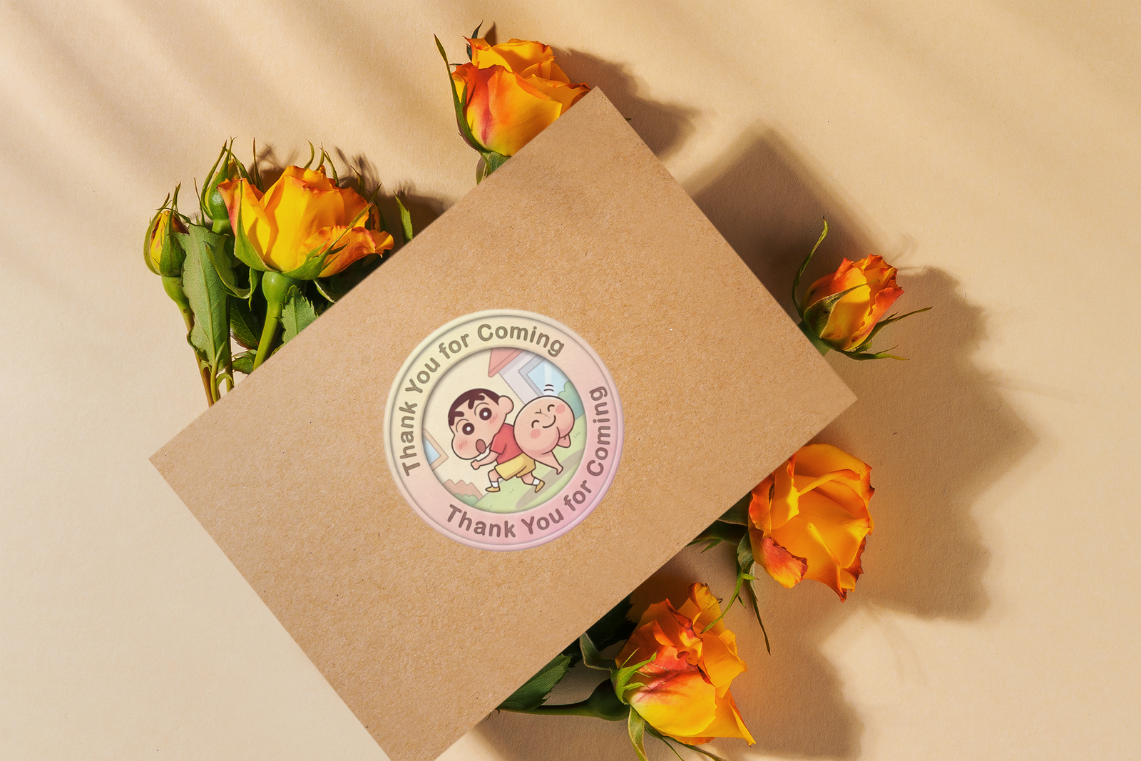 Shinchan Theme- Return Gift/birthday decor Thankyou Sticker (6 CM/Sticker/Mixcolour/24Pcs)