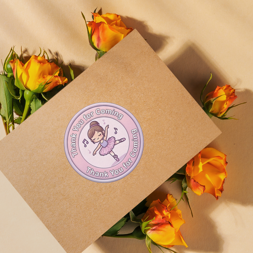 Load image into Gallery viewer, Ballerina Theme- Return Gift/birthday decor Thankyou Sticker (6 CM/Sticker/Mixcolour/24Pcs)
