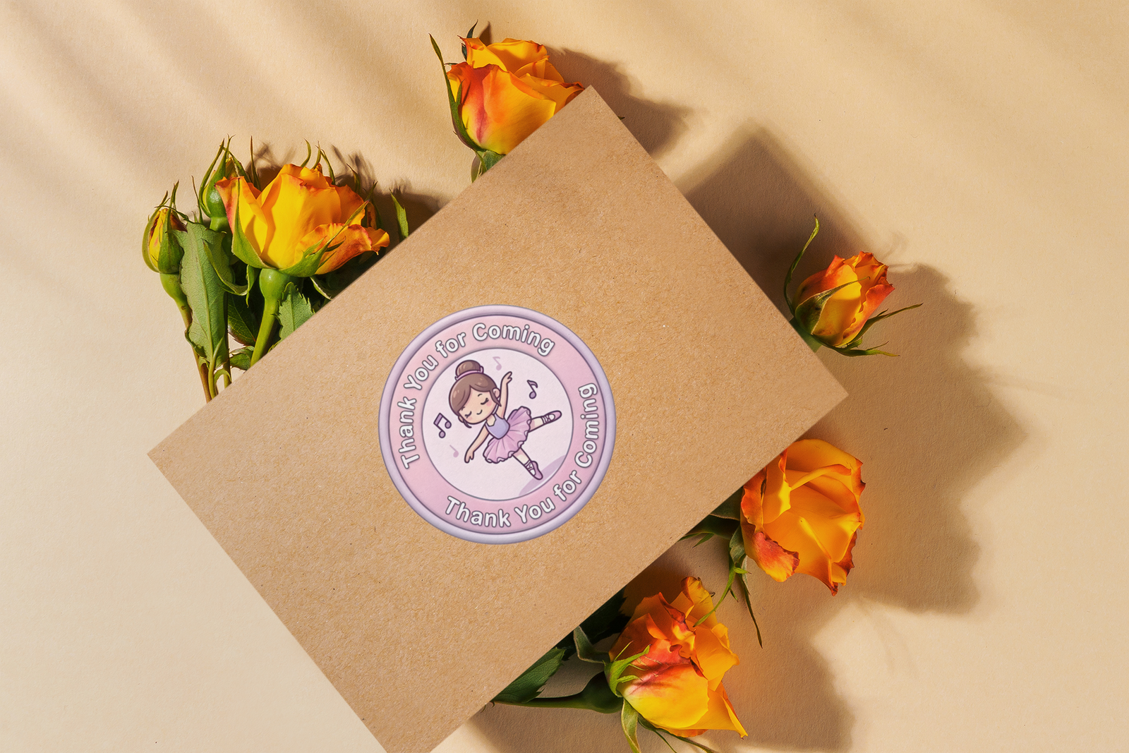 Ballerina Theme- Return Gift/birthday decor Thankyou Sticker (6 CM/Sticker/Mixcolour/24Pcs)
