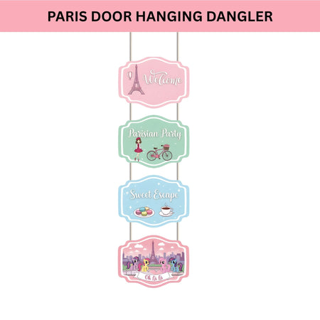 Paris Door/Wall Hanging Dangler- (42 Inches/250 GSM Cardstock/Pink & Blue/6Pcs)