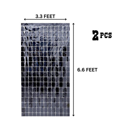 Black Foil Sequin Curtains For Birthday Decoration Foil Curtain, Anniversary Decoration Items For Home, Bachelorette, Bridal Shower (Set of 2)