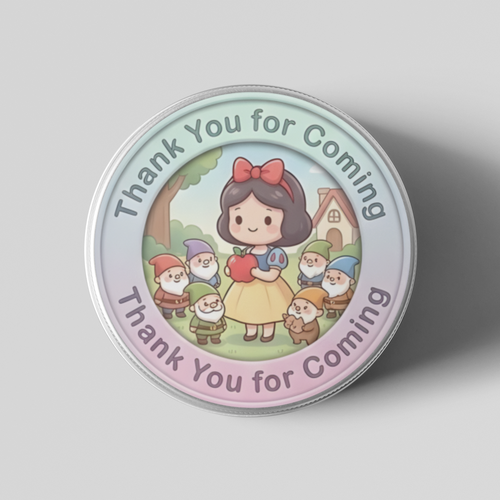 Load image into Gallery viewer, Snow White Theme- Return Gift/birthday decor Thankyou Sticker (6 CM/Sticker/Mixcolour/24Pcs)
