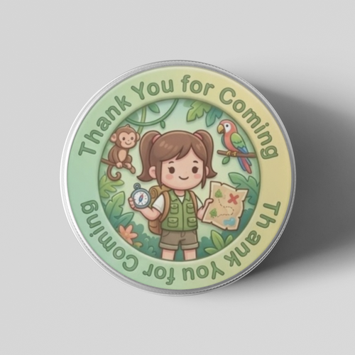 Load image into Gallery viewer, Safari Girl Theme- Return Gift/birthday decor Thankyou Sticker (6 CM/Sticker/Mixcolour/24Pcs)

