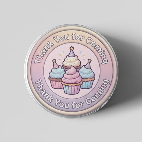 Load image into Gallery viewer, Cupcake Theme- Return Gift/birthday decor Thankyou Sticker (6 CM/Sticker/Mixcolour/24Pcs)
