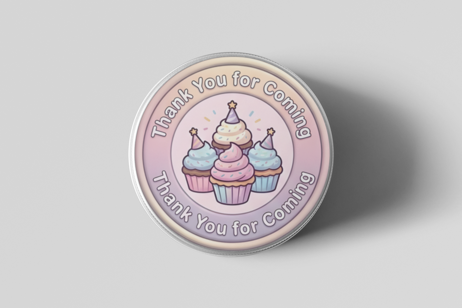 Cupcake Theme- Return Gift/birthday decor Thankyou Sticker (6 CM/Sticker/Mixcolour/24Pcs)