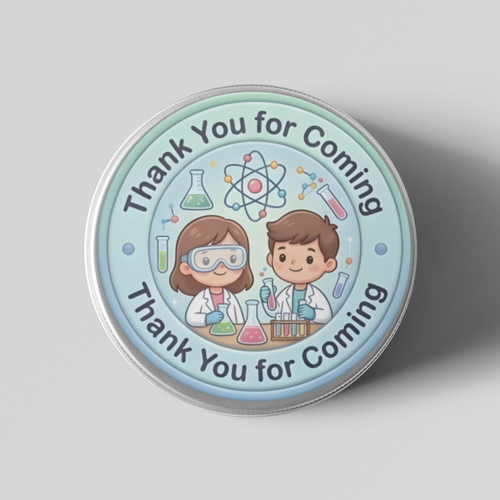 Load image into Gallery viewer, Science Theme- Return Gift/birthday decor Thankyou Sticker (6 CM/Sticker/Mixcolour/24Pcs)
