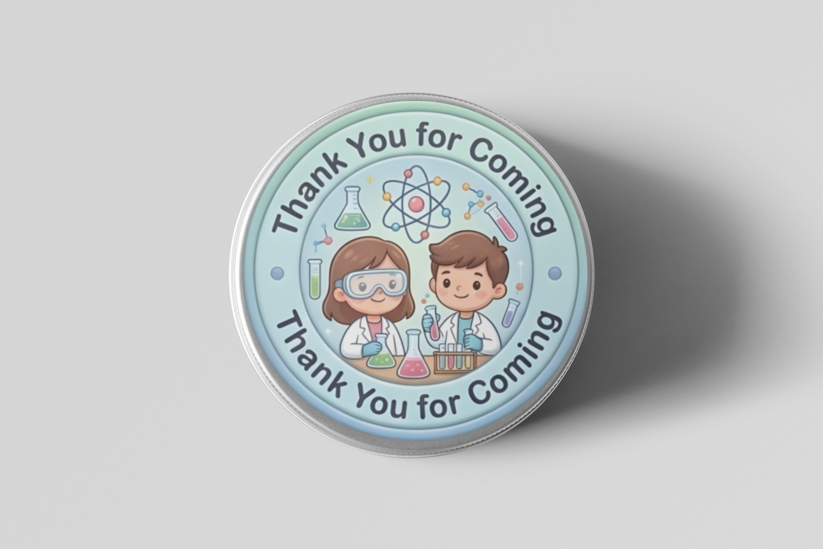 Science Theme- Return Gift/birthday decor Thankyou Sticker (6 CM/Sticker/Mixcolour/24Pcs)