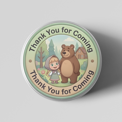 Load image into Gallery viewer, Masha And The Bear Theme- Return Gift/birthday decor Thankyou Sticker (6 CM/Sticker/Mixcolour/24Pcs)
