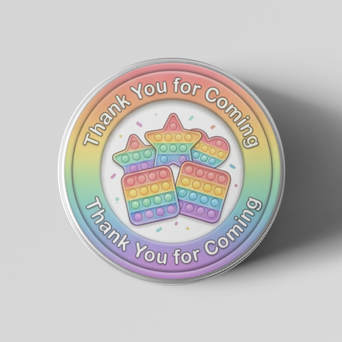 Load image into Gallery viewer, Pop It Theme- Return Gift/birthday decor Thankyou Sticker (6 CM/Sticker/Mixcolour/24Pcs)
