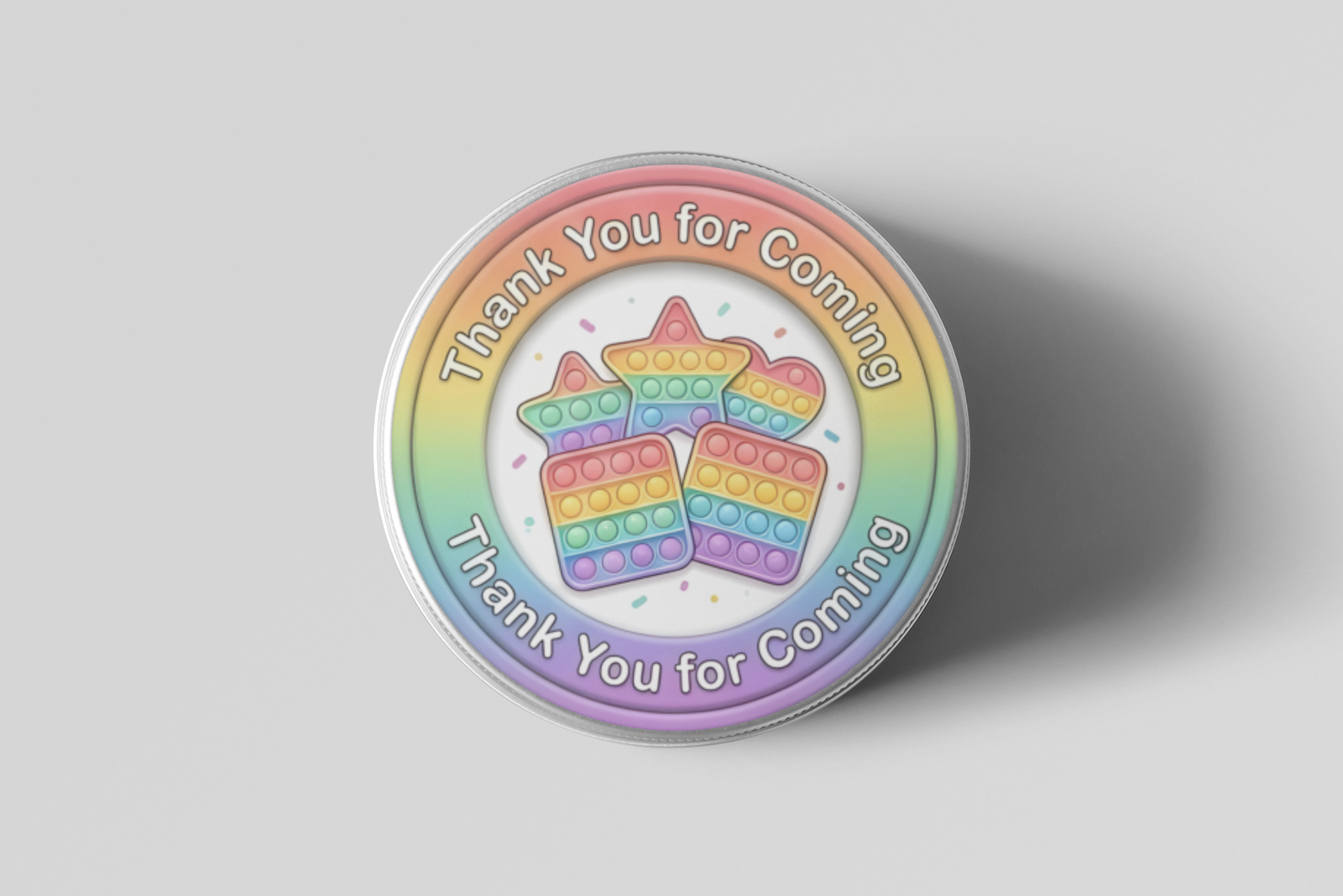 Pop It Theme- Return Gift/birthday decor Thankyou Sticker (6 CM/Sticker/Mixcolour/24Pcs)