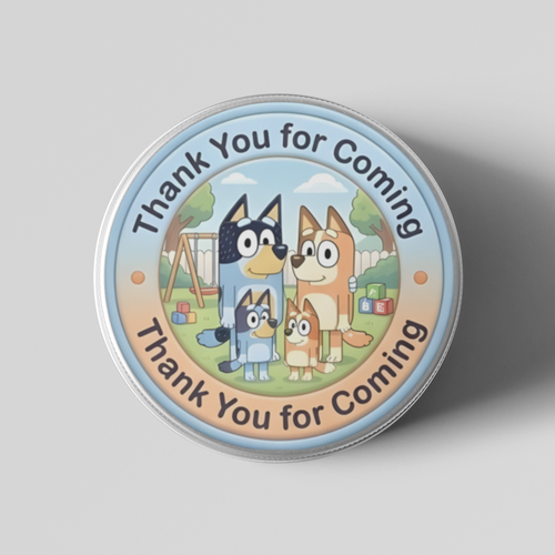 Load image into Gallery viewer, Bluey Theme- Return Gift/birthday decor Thankyou Sticker (6 CM/Sticker/Mixcolour/24Pcs)
