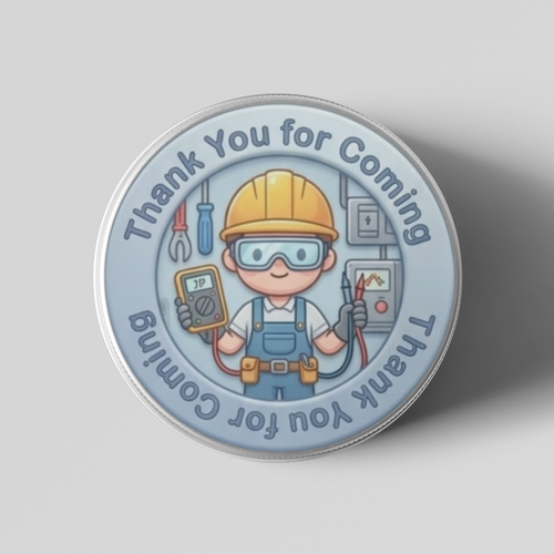 Load image into Gallery viewer, Electrician Theme- Return Gift/birthday decor Thankyou Sticker (6 CM/Sticker/Mixcolour/24Pcs)
