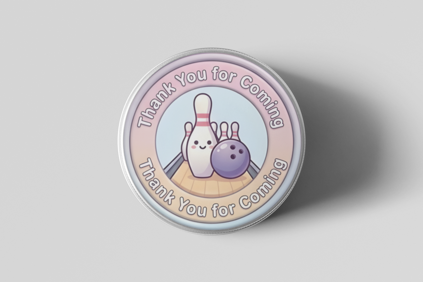 Bowling Theme- Return Gift/birthday decor Thankyou Sticker (6 CM/Sticker/Mixcolour/24Pcs)