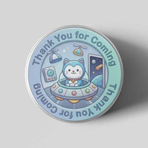 Load image into Gallery viewer, Astronaut Cat Theme- Return Gift/birthday decor Thankyou Sticker (6 CM/Sticker/Mixcolour/24Pcs)
