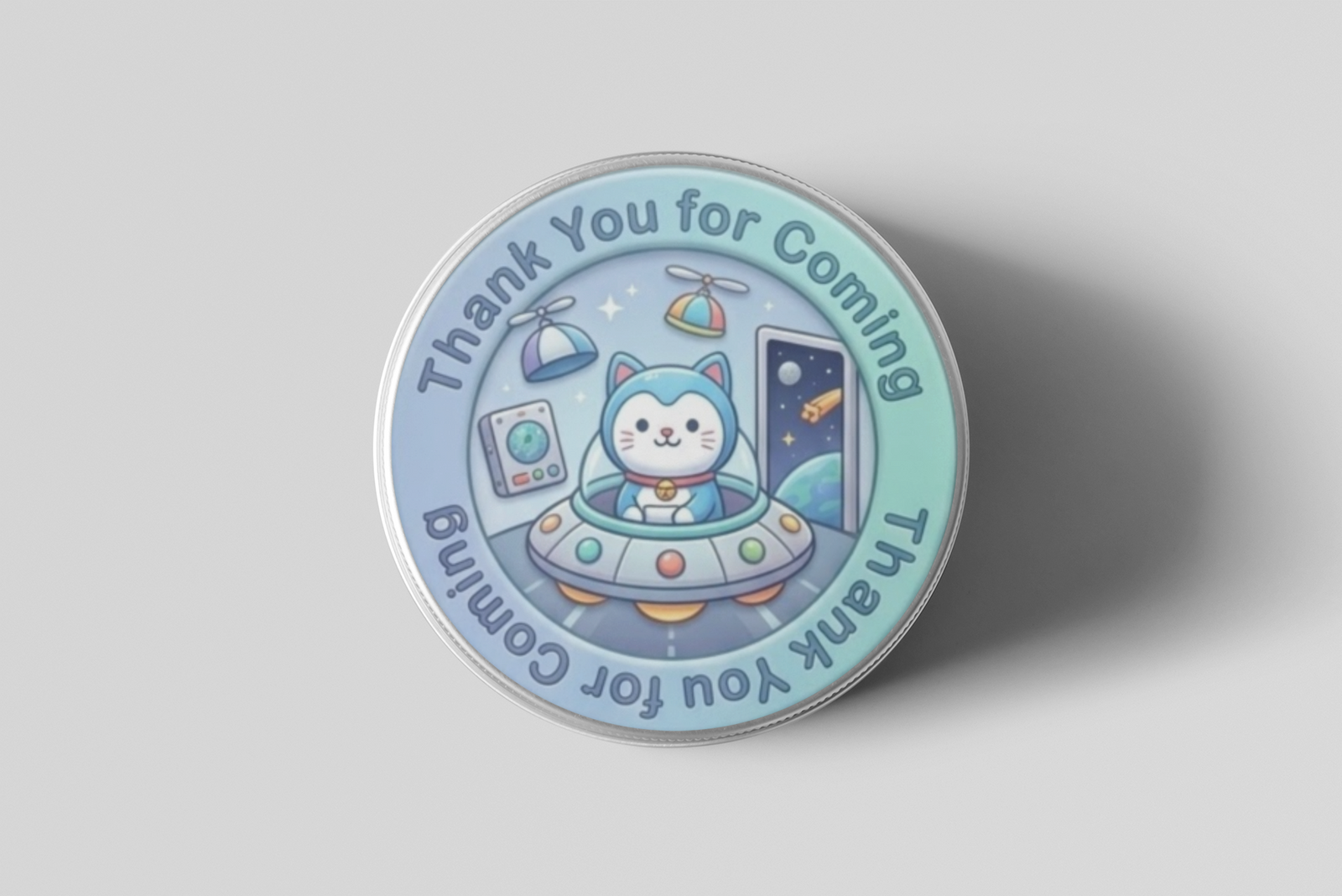 Astronaut Cat Theme- Return Gift/birthday decor Thankyou Sticker (6 CM/Sticker/Mixcolour/24Pcs)