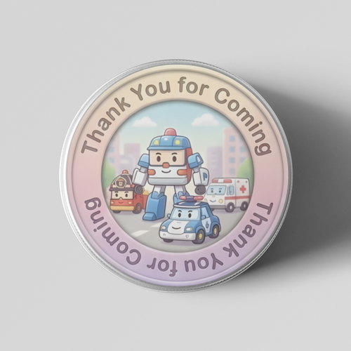Load image into Gallery viewer, Robocar Poli Theme- Return Gift/birthday decor Thankyou Sticker (6 CM/Sticker/Mixcolour/24Pcs)
