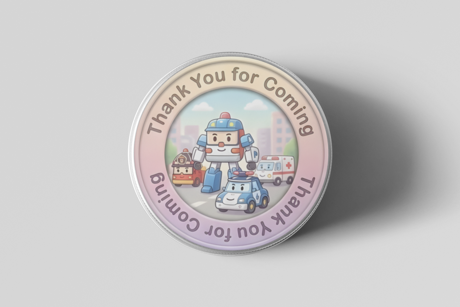 Robocar Poli Theme- Return Gift/birthday decor Thankyou Sticker (6 CM/Sticker/Mixcolour/24Pcs)