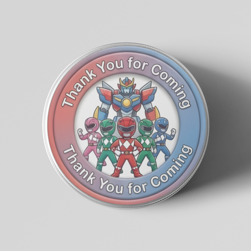Load image into Gallery viewer, Power Ranger Theme- Return Gift/birthday decor Thankyou Sticker (6 CM/Sticker/Mixcolour/24Pcs)
