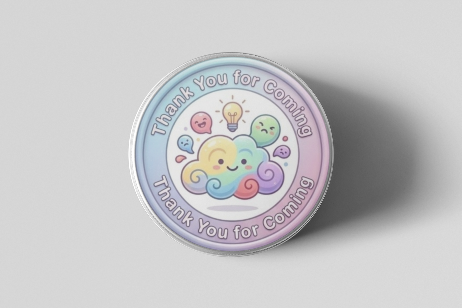 Rainbow Cloud Theme- Return Gift/birthday decor Thankyou Sticker (6 CM/Sticker/Mixcolour/24Pcs)