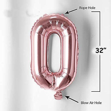 32 Inches Number Foil Balloon, Rose Gold Color, Number 0