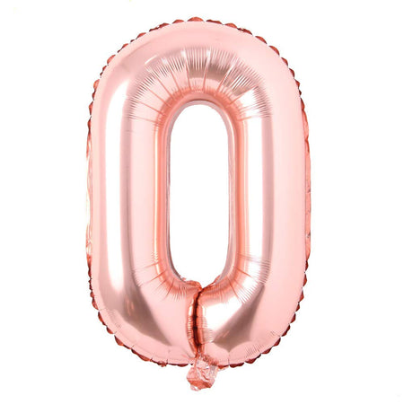 32 Inches Number Foil Balloon, Rose Gold Color, Number 0