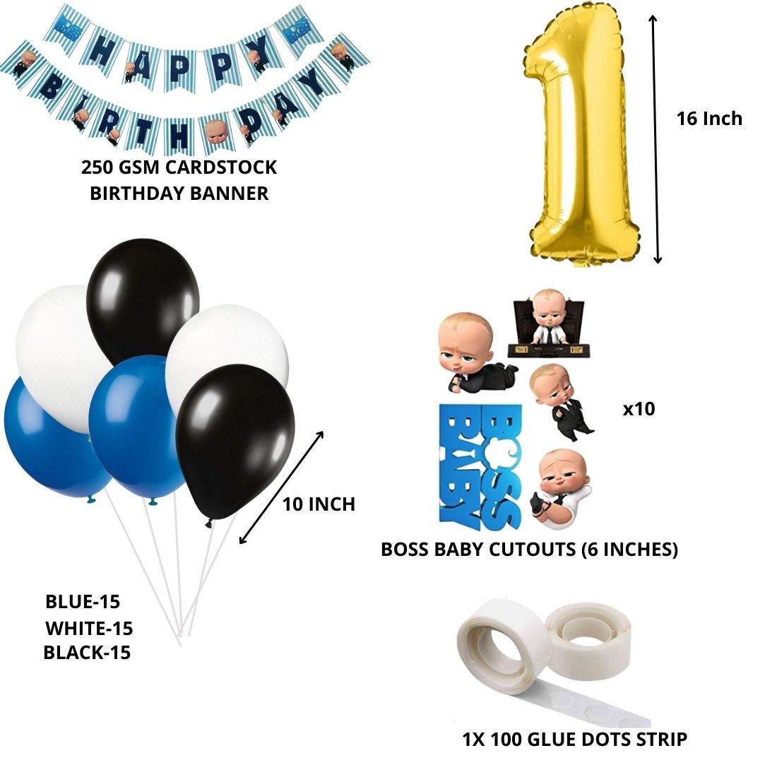 Boss Baby Theme Birthday Balloon Decoration DIY Kit (58 Pcs)