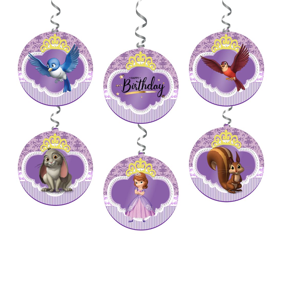 Sofia Dangler/Wall Hanging Birthday Decoration – (6 inches/250 GSM Cardstock/Mixcolour/6Pcs)