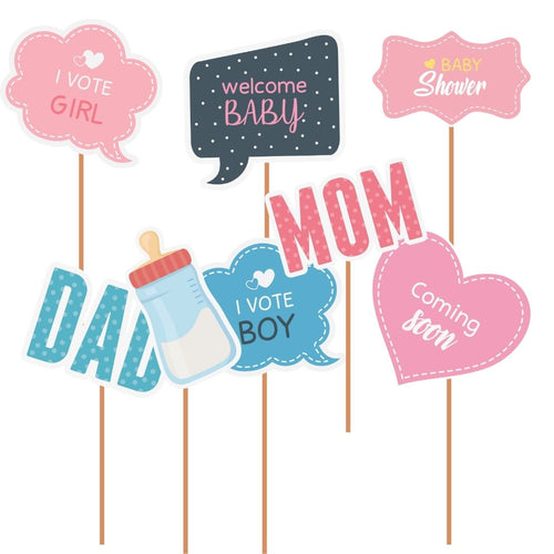 Load image into Gallery viewer, Baby Shower Photo Props - Capture the Joy! (8 inches/250 GSM Cardstock/Mixcolour/8Pcs)
