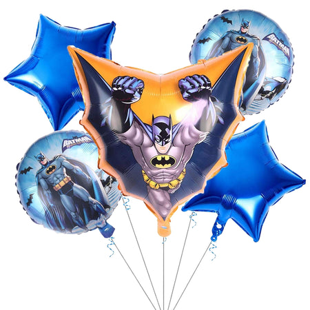 Bat Superhero Printed Theme Birthday Decoration foil Balloon ( Set of 5 ) Blue