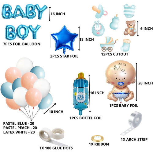 Load image into Gallery viewer, Baby Boy Theme Birthday Balloon Decoration DIY Kit (80 Pcs)
