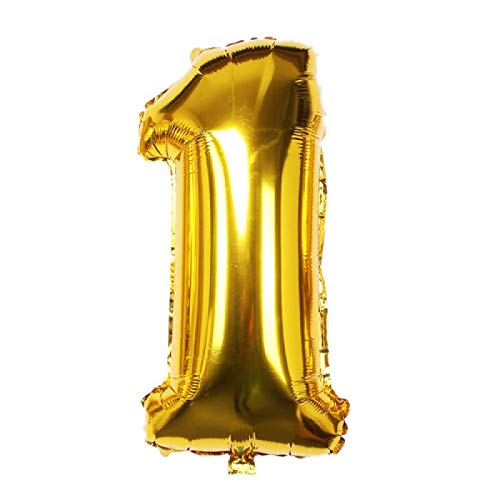 32 Inches Number Foil Balloon, Gold Color, Number 1