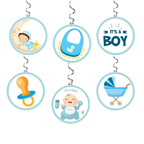 Load image into Gallery viewer, Baby Boy Welcome Danglers - (6 inches/250 GSM Cardstock/Mixcolour/6Pcs)
