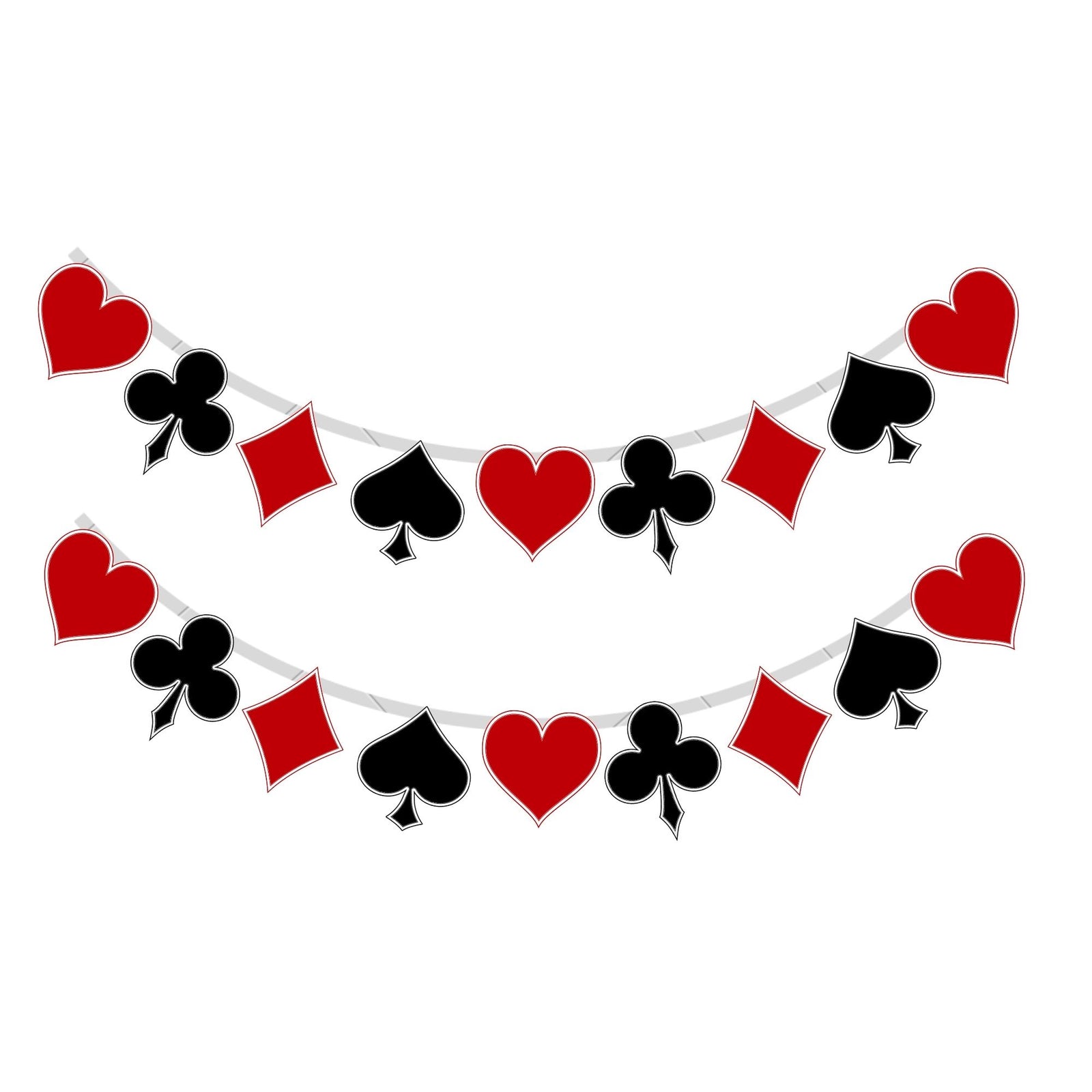 Casino/Card Party Banner (Material:Card Stock / 18 Cards / 2 Metre / Red,Black)