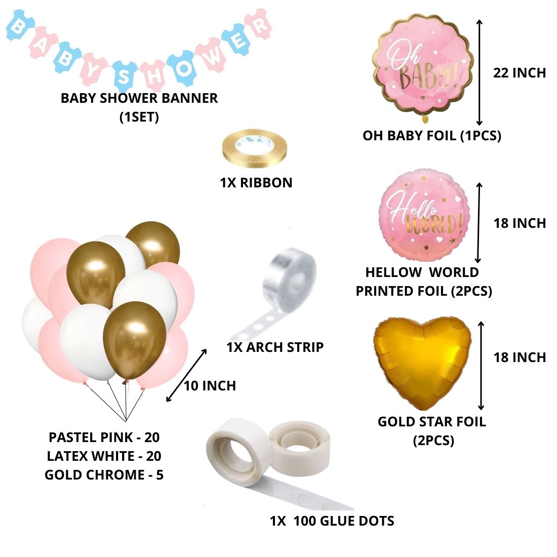 Baby Shower Theme Birthday Balloon Decoration DIY Kit (54 Pcs)