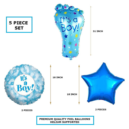 Load image into Gallery viewer, Its a Boy Baby Foot Foil Balloons (Set of 5pcs.)

