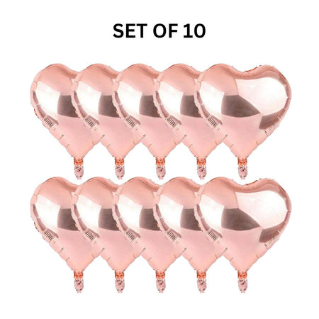 Rose Gold Heart Shape Foil Balloon 5″ inch for Anniversary, Valentine Party & Birthday Party Pack of 10